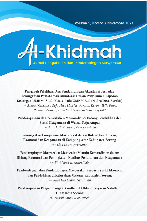 					View Vol. 5 No. 2 (2025): Al-Khidmah: Jurnal Pengabdian dan Pendampingan Masyarakat
				